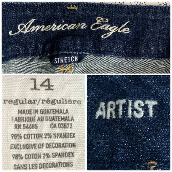 American Eagle Women's Artist Bootcut Dark Wash Mid Rise Jeans Size 14 - Picture 5 of 6